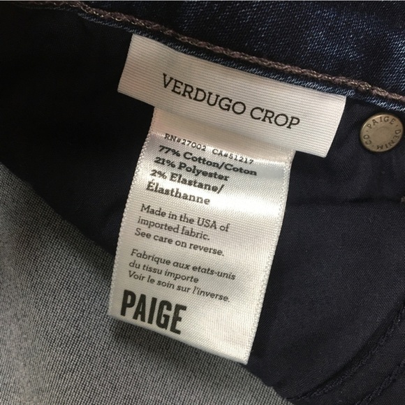 Paige Verdugo Crop Dark Blue Skinny Jeans size 29 - Picture 6 of 6